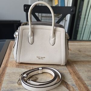 Kate Spade Knott Pebble Leather Cream Mini Satchel W/ Detachable Crossbody Strap